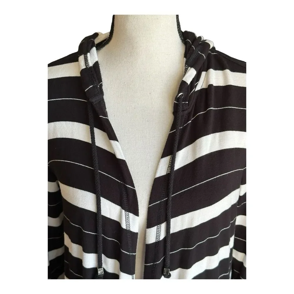 Michael Kors Womens‎ long sleeve hood cardigan black white Small viscose stretch